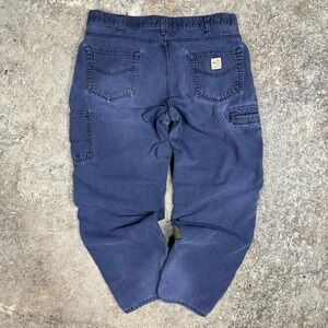 Carhartt Distressed FR Work Pants Mens 38x30 (Fits 36x29) Blue Chore Utility